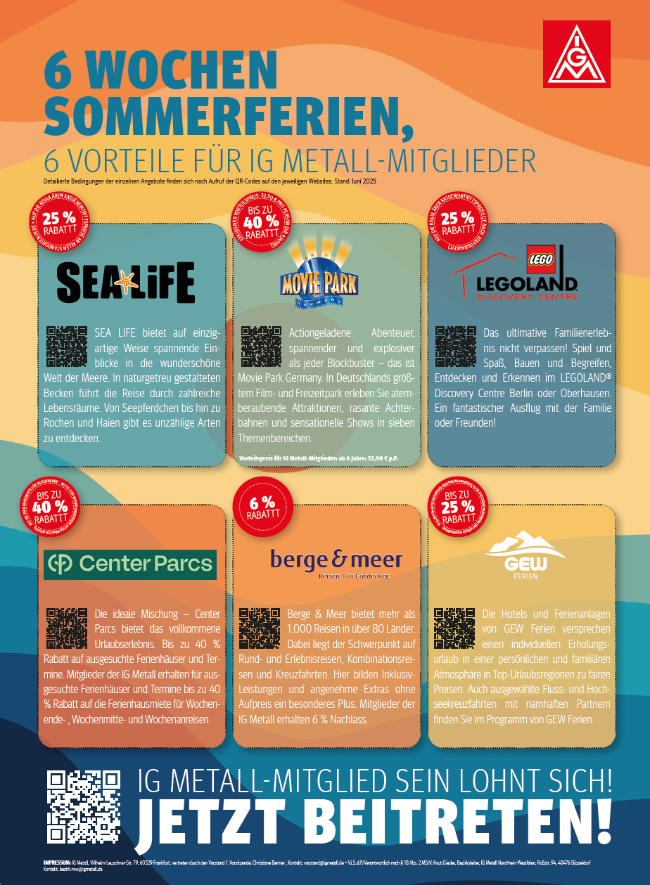 6 VORTEILE FÜR IG METALL-MITGLIEDER