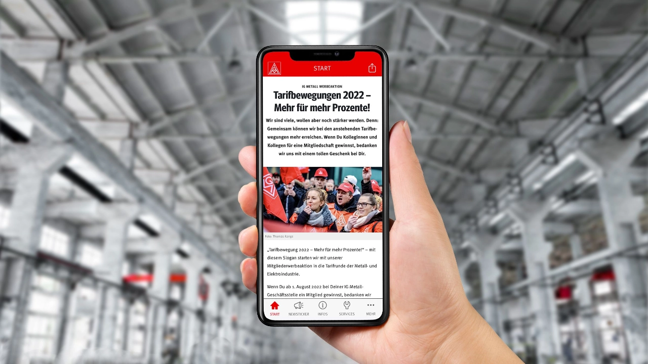 IG Metall App auf Handy